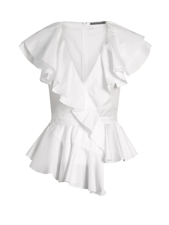 Alexander Mcqueen Ruffle-trimmed Peplum-waist Top