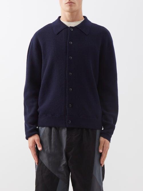 Ymc - Rat Pack Piqu-knit Merino Cardigan - Mens - Navy