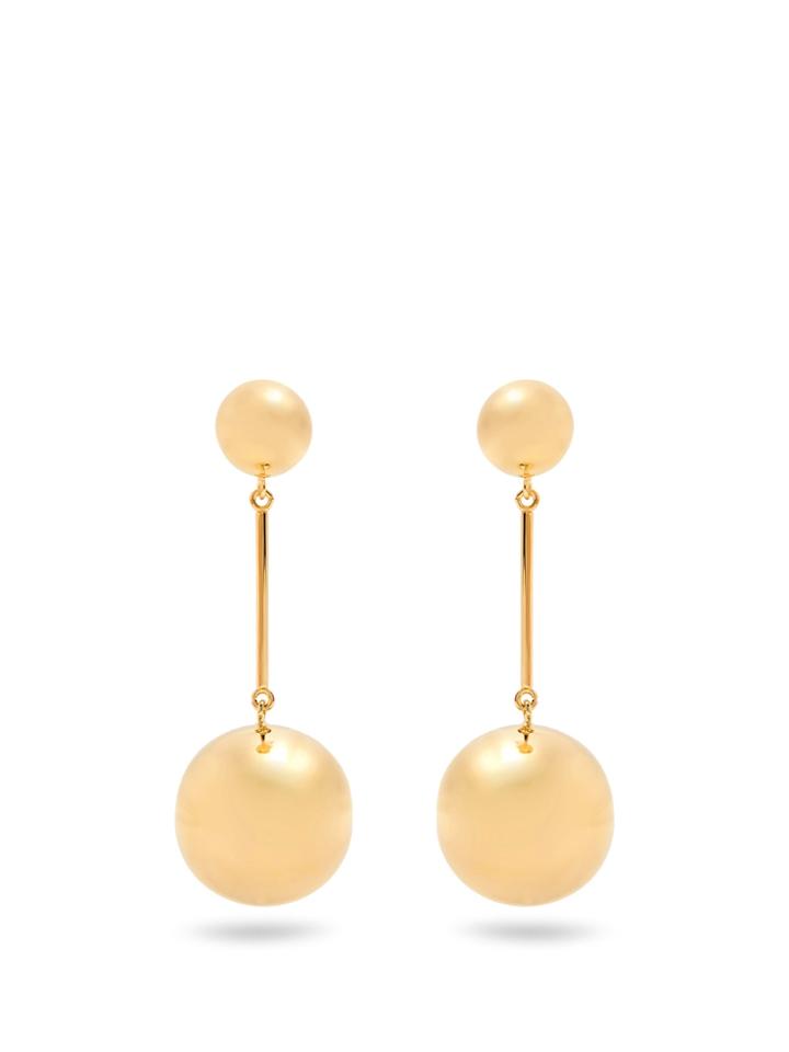 Jw Anderson Double-sphere Gold-plated Drop Earrings