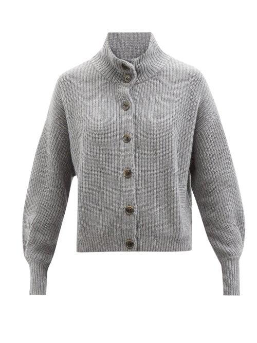 Lisa Yang - Jordan High-neck Ribbed-cashmere Cardigan - Womens - Grey