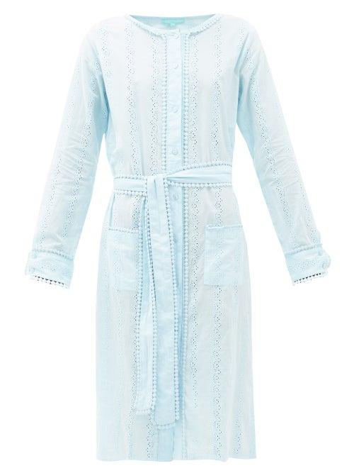 Matchesfashion.com Melissa Odabash - Patty Belted Cotton-voile Shirt Dress - Womens - Light Blue