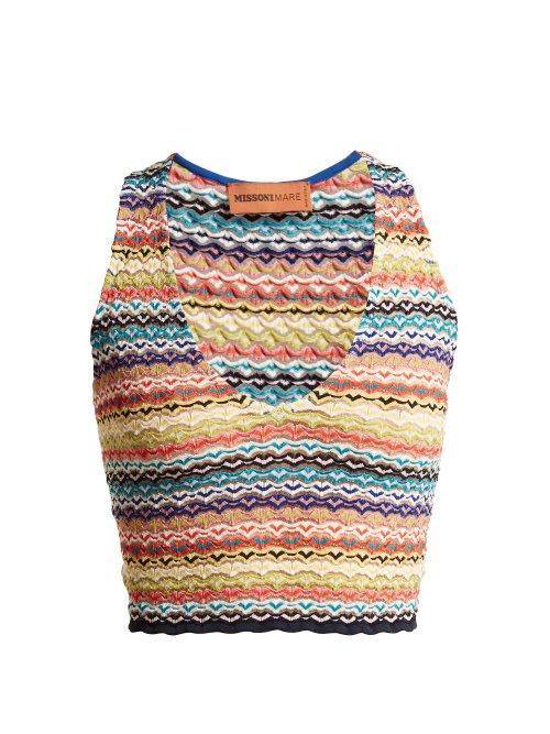 Matchesfashion.com Missoni Mare - Zigzag Striped Cropped Top - Womens - Multi
