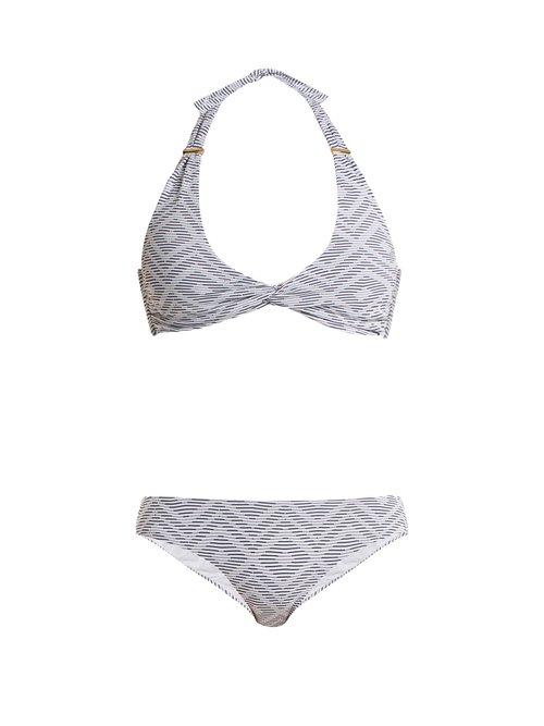 Matchesfashion.com Melissa Odabash - Africa Halterneck Bikini - Womens - Navy White
