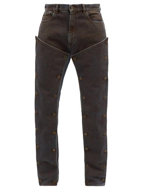 Y/project - Buttoned-panel Straight-leg Jeans - Mens - Navy