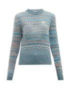 Matchesfashion.com Loewe - Logo Embroidered Fair Isle Sweater - Womens - Blue Multi