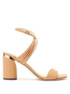 Jimmy Choo - Block-heel Leather Sandals - Womens - Beige