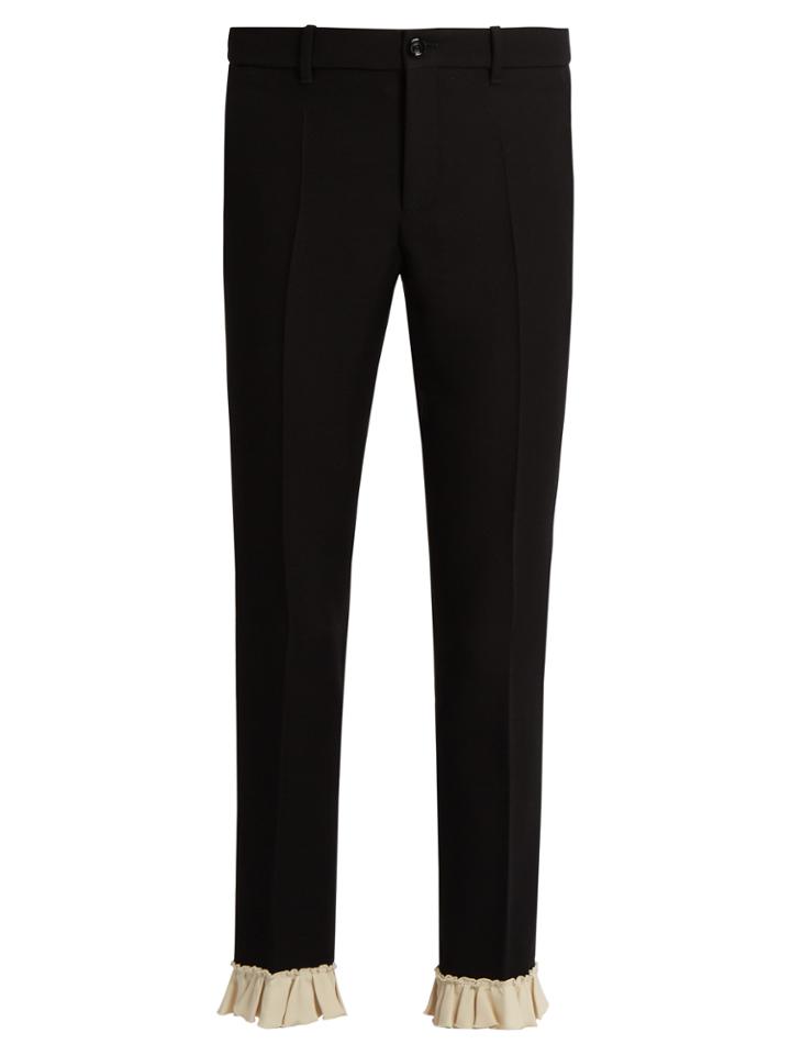 Gucci Ruffle-trimmed Silk And Wool-blend Cady Trousers