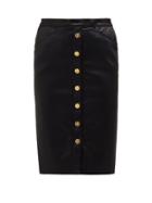 Matchesfashion.com Versace - Medusa Engraved Button Satin Skirt - Womens - Black