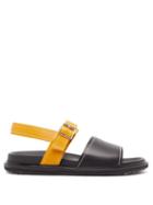 Matchesfashion.com Marni - Colour Block Leather Sandals - Mens - Black Yellow