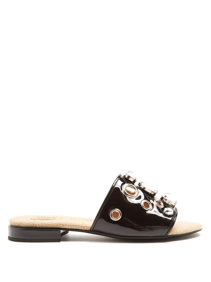 Toga Embellished Patent-leather Slides