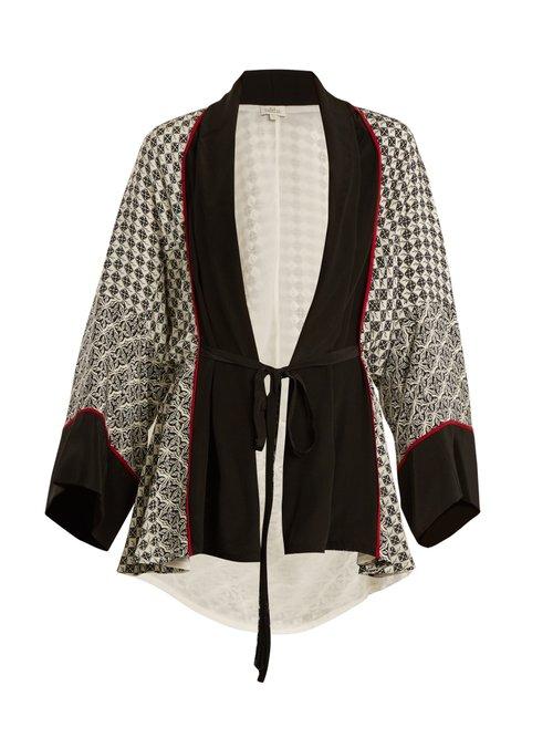 Matchesfashion.com Talitha - Scarf Print Silk Crepe Robe - Womens - White Multi
