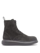 Matchesfashion.com Alexander Mcqueen - Logo-tab Lace-up Suede Boots - Mens - Grey