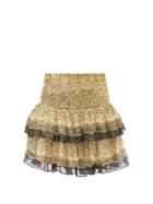 Matchesfashion.com Mes Demoiselles - Hibou Layered Floral-print Crepe Mini Skirt - Womens - Beige Multi