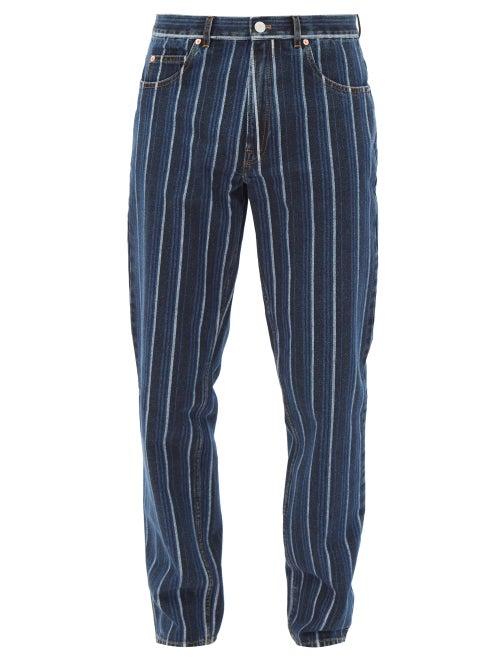 Matchesfashion.com Martine Rose - Straight-leg Jacquard-striped Denim Jeans - Mens - Black
