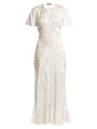 Matchesfashion.com Alexachung - Silk Blend Jacquard Dress - Womens - White