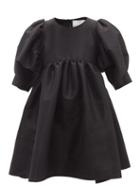 Kika Vargas - Mathilde Gathered Silk-blend Taffeta Mini Dress - Womens - Black