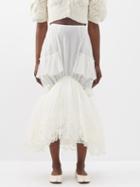 Simone Rocha - Ruffled Tulle Midi Skirt - Womens - Ivory