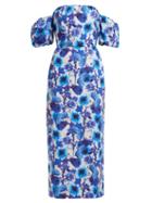 Matchesfashion.com Borgo De Nor - Adelita Floral Print Cotton Dress - Womens - Blue White