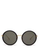 Ladies Accessories Linda Farrow - Tracy Round 22kt Gold-plated Titanium Sunglasses - Womens - Black