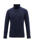 Erdem - Nikos Merino Wool-blend Roll-neck Sweater - Mens - Navy