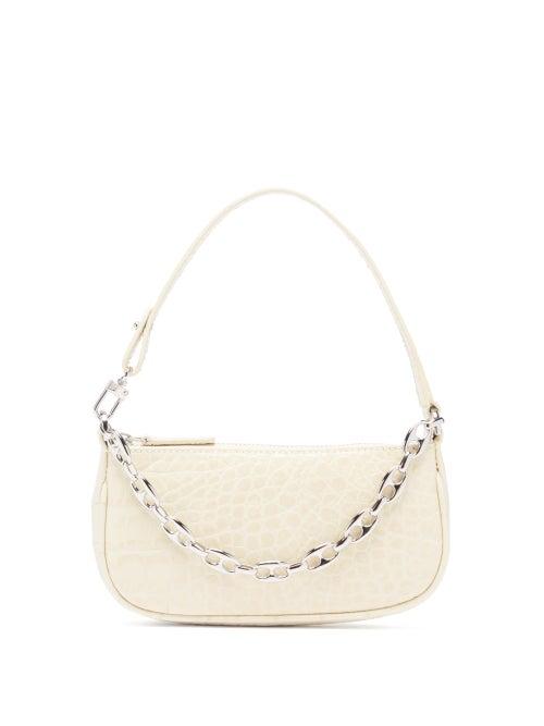 Matchesfashion.com By Far - Rachel Mini Crocodile-effect Leather Shoulder Bag - Womens - Cream