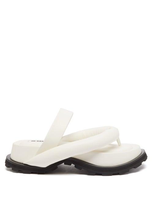 Jil Sander - Exaggerated-sole Leather Flatform Sandals - Womens - Ivory