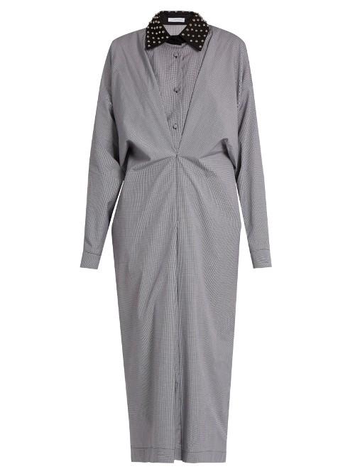 J.w.anderson Cinched-waist Micro-check Cotton Dress