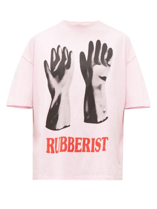 Matchesfashion.com Christopher Kane - Rubberist Print Cotton T Shirt - Womens - Light Pink