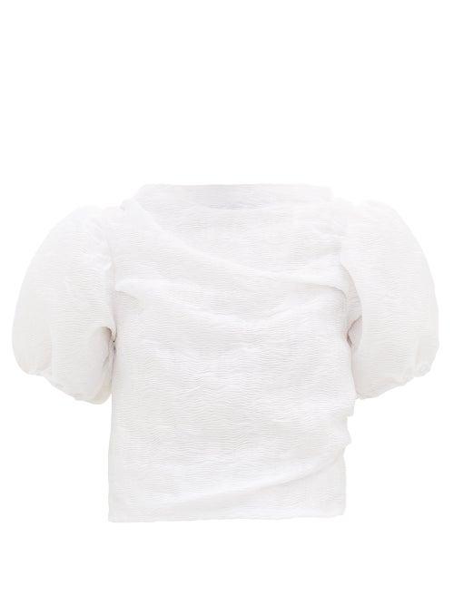 Matchesfashion.com Cecilie Bahnsen - Elo Puff-sleeve Matelass Top - Womens - White