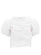 Matchesfashion.com Cecilie Bahnsen - Elo Puff-sleeve Matelass Top - Womens - White