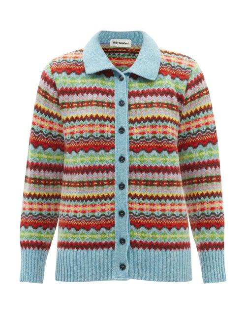 Molly Goddard - Harper Fair Isle Lambswool Cardigan - Womens - Blue Multi