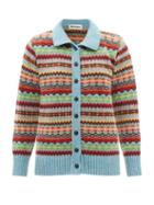 Molly Goddard - Harper Fair Isle Lambswool Cardigan - Womens - Blue Multi