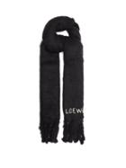 Loewe - Logo-embroidered Brushed Mohair-blend Scarf - Womens - Black