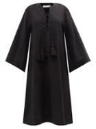 Fil De Vie - Lilith Laced Linen-muslin Kaftan - Womens - Black