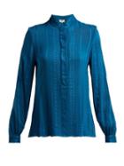 Matchesfashion.com Zeus + Dione - Hera Stripe Jacquard Silk Blend Blouse - Womens - Mid Blue