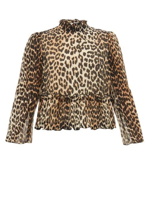 Matchesfashion.com Ganni - Leopard Print Ruffled Top - Womens - Leopard