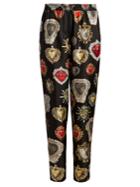 Dolce & Gabbana Heart-print Mid-rise Trousers
