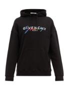 Matchesfashion.com Givenchy - Embroidered Logo Print Cotton Hooded Sweatshirt - Mens - Black