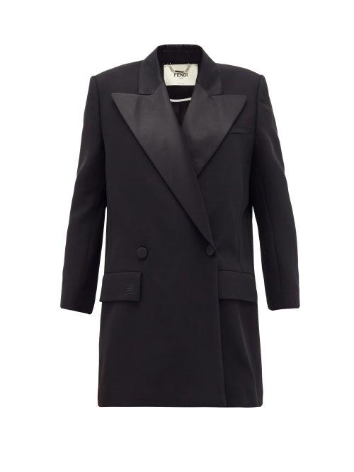 Matchesfashion.com Fendi - Satin-lapel Double-breasted Cady Jacket - Womens - Black