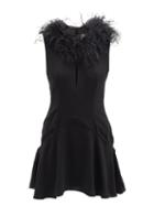 16arlington - Botley Feather-trim Crepe Mini Dress - Womens - Black