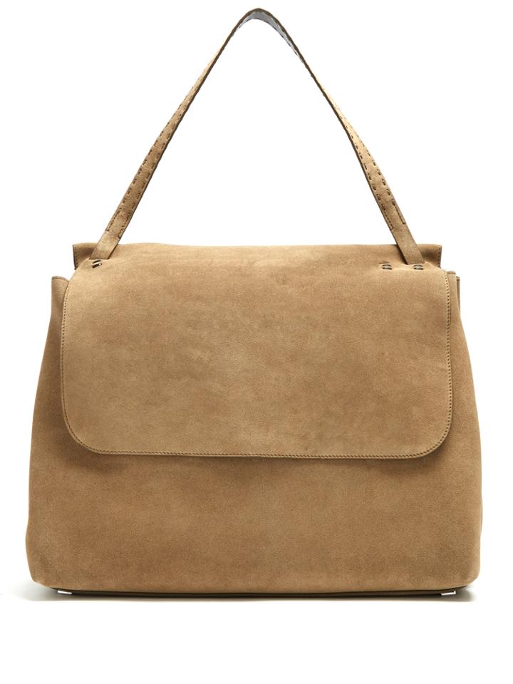 The Row Top Handle 14 Suede Shoulder Bag