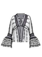 Matchesfashion.com Dodo Bar Or - Angel Geometric Embroidered Gingham Cotton Top - Womens - Black White