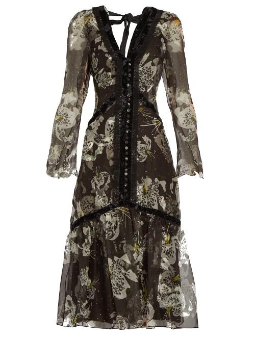 Erdem Makayla V-neck Silk-organza Dress