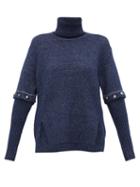 Matchesfashion.com Chlo - Roll Neck Detachable Sleeve Knitted Sweater - Womens - Navy