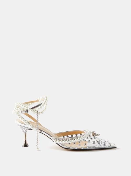 Mach & Mach - Diamond Of Elizabeth 65 Crystal & Pvc Pumps - Womens - White Silver