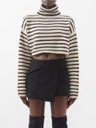 The Frankie Shop - Athina Striped Cropped Wool-blend Sweater - Womens - Beige Black