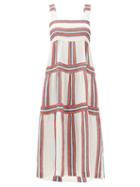 Matchesfashion.com Three Graces London - Kitty Square-neck Striped Linen Dress - Womens - Red Stripe