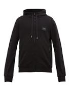 Matchesfashion.com Dolce & Gabbana - Leather-logo Plaque Cotton Hooded Sweatshirt - Mens - Black