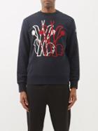 Moncler - Logo-print And Embroidered Cotton Sweatshirt - Mens - Navy