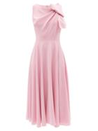 Roksanda - Brigitte Bow-shoulder Crepe Midi Dress - Womens - Light Pink